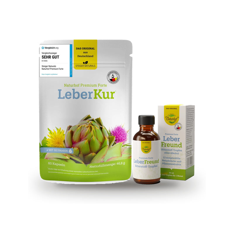 1 Monat zum Kennenlernen – Leber-Duo: Naturhof Leberkur + Leber Freund Bitterstoff-Tropfen