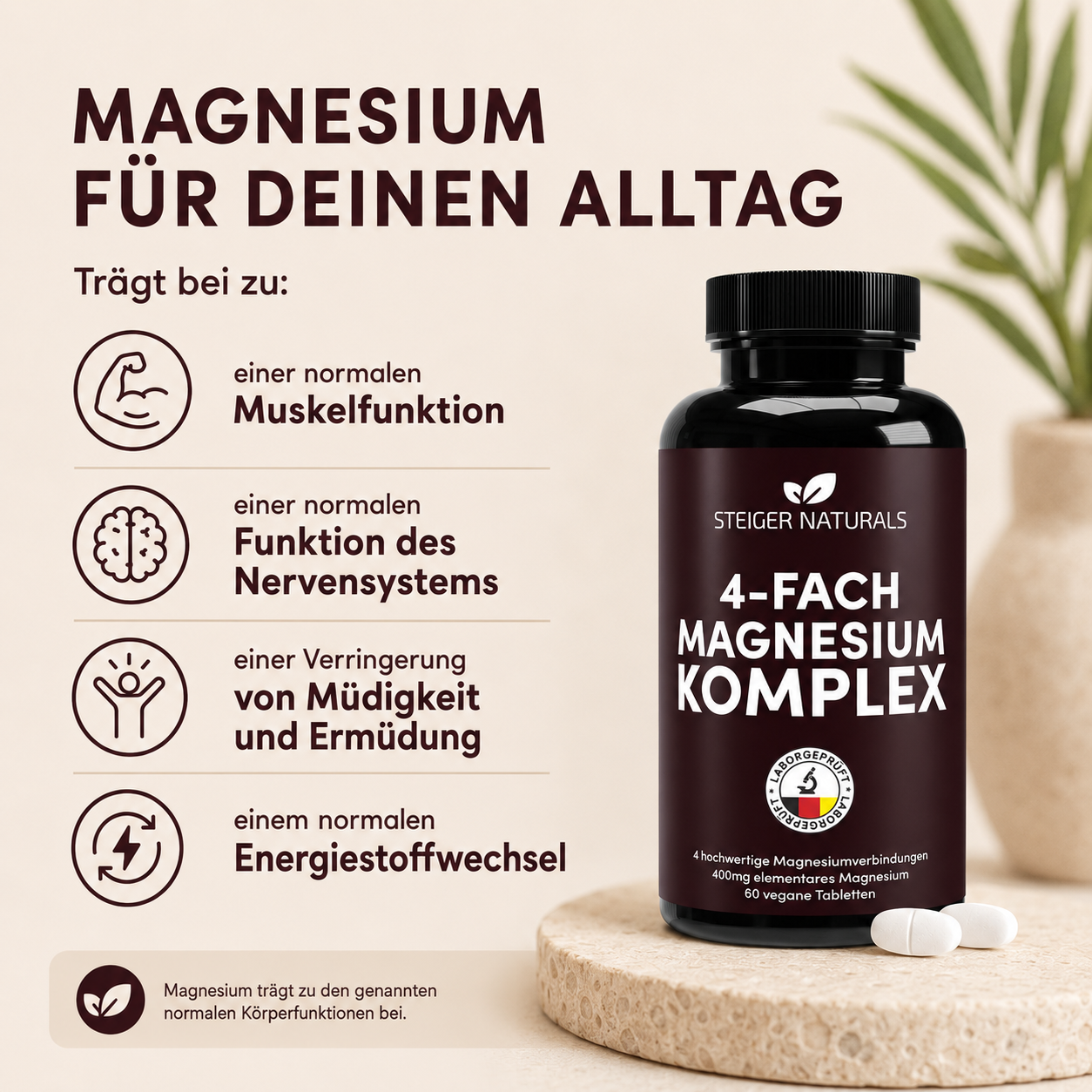 Magnesium 4-fach Komplex, 60 Tabletten