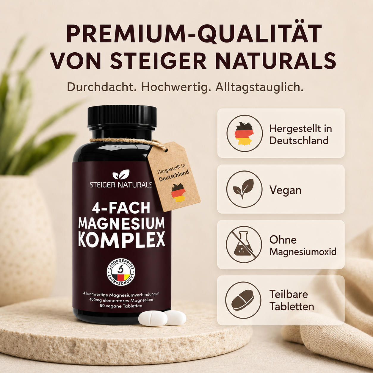 Magnesium 4-fach Komplex, 60 Tabletten