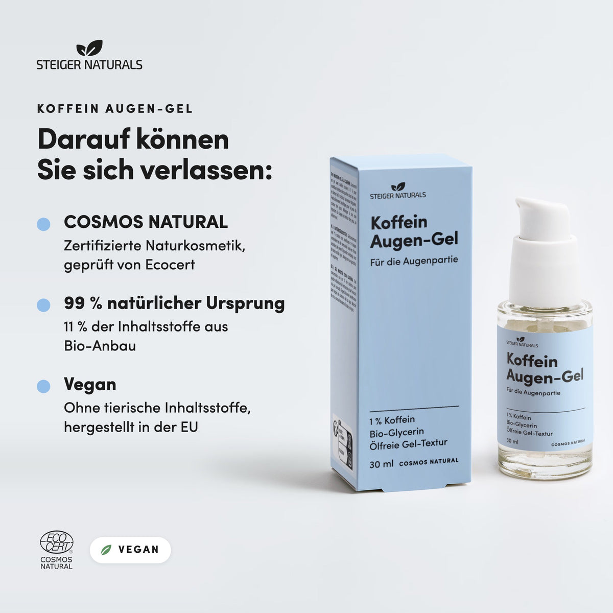 Koffein Augen-Gel: zertifizierte Naturkosmetik, vegan