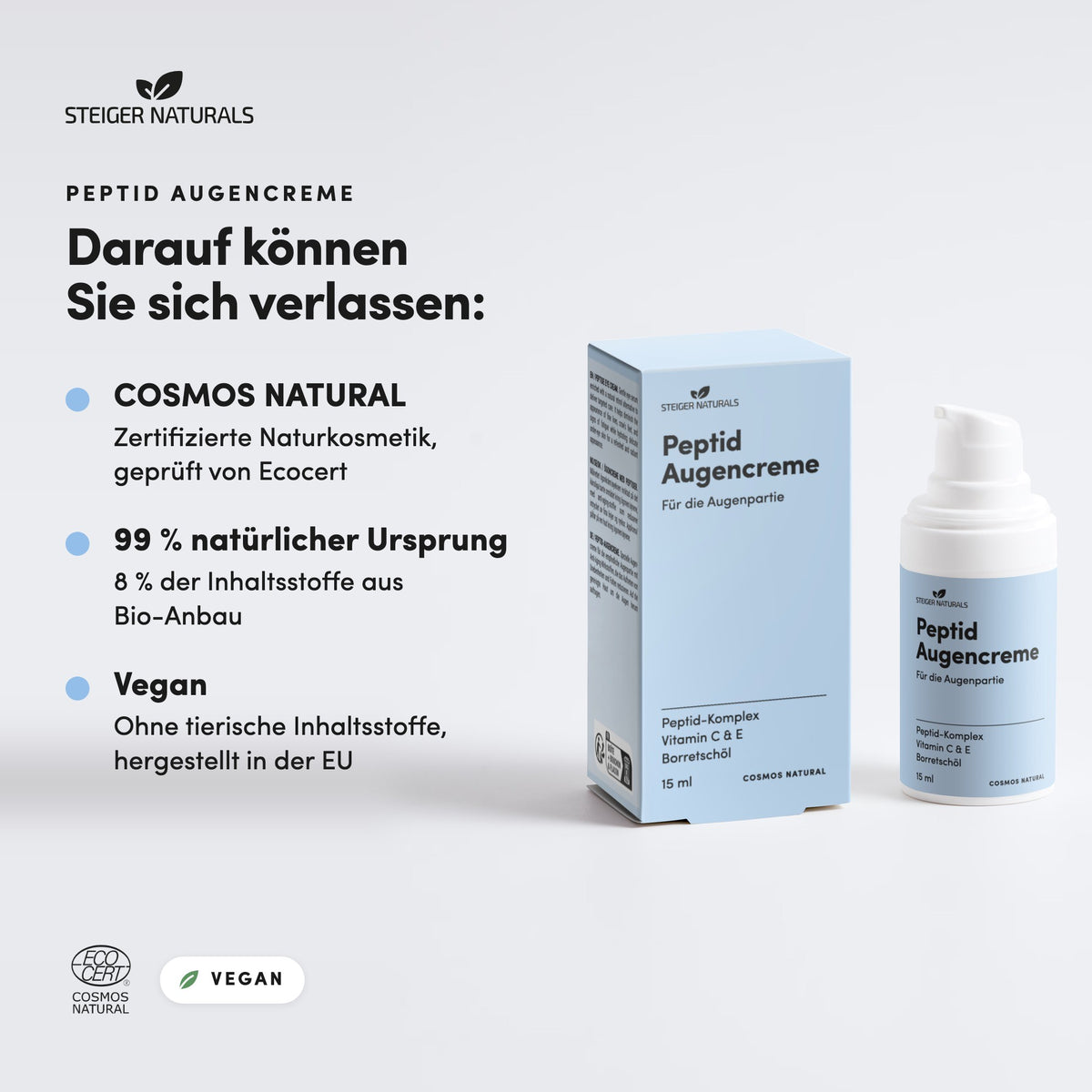 Peptid Augencreme: zertifizierte Naturkosmetik, vegan