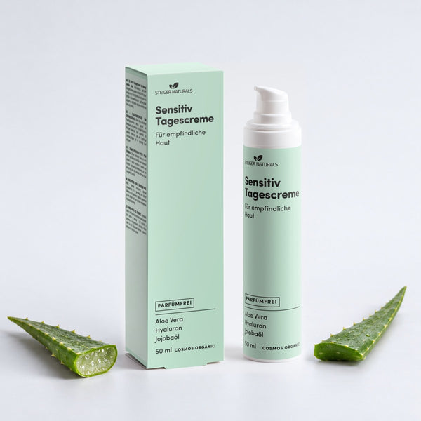 Sensitiv Tagescreme von Steiger Naturals mit Zutaten