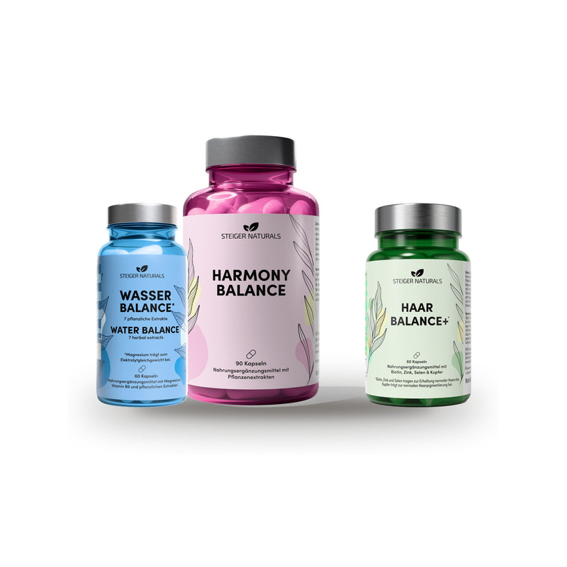 1 Monat zum Kennenlernen – Rundum-Routine: Harmony Balance + Wasser Balance + Haar Balance+