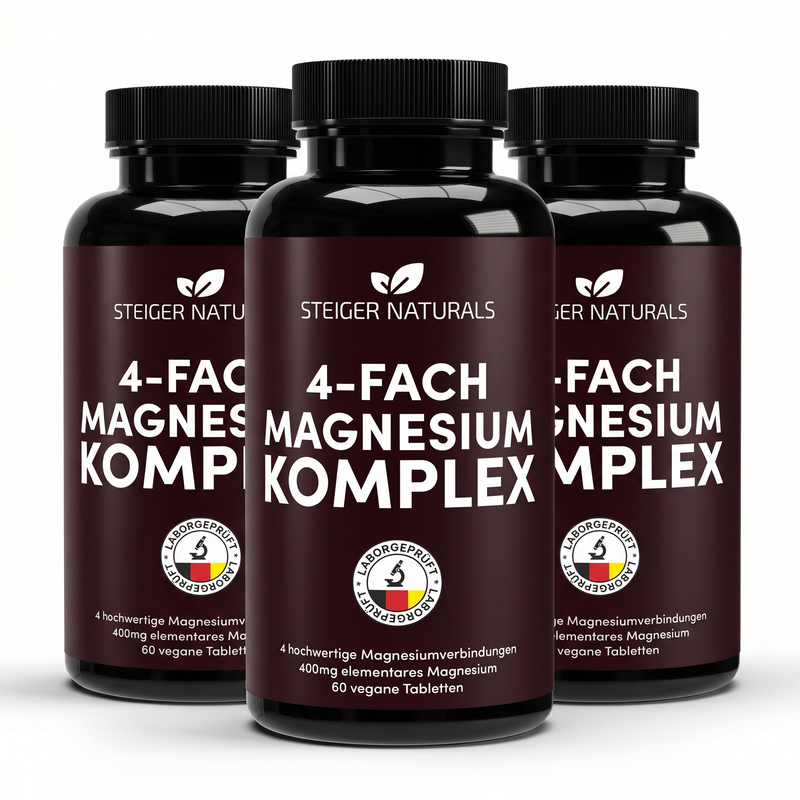 3er-Pack Sparpreis, 3 Monats-Vorrat – Magnesium 4-fach Komplex, 60 Tabletten
